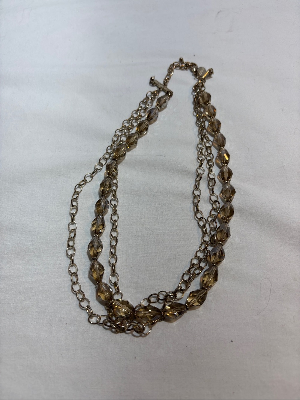 White House Black Market Multi-Strand Gold-Tone Bead - Elegant Amber Glass